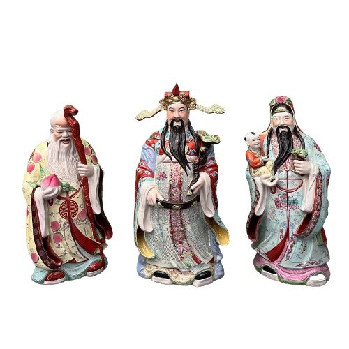 Fu, Lu, Shou Porzellan Figuren - China - 80cm groß