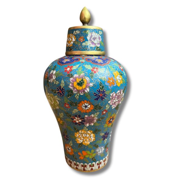Cloisonne Vase China Bronze Gefäß 23,5cm groß