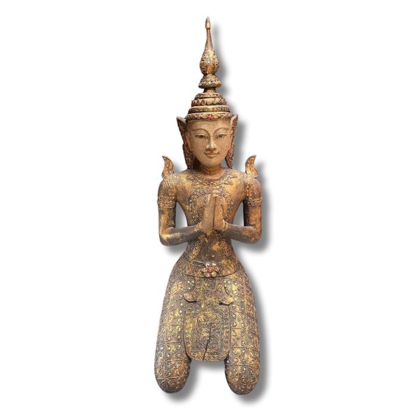 Thailändischer Tempelwächter Teppanom Holz Skulptur 98cm