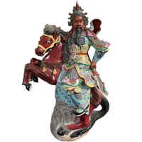 China Krieger Guan Yu Porzellan Skulptur auf Pferd