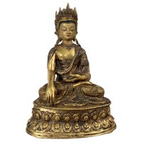 Buddha Figur Bronze Tibet Kronenbuddha vergoldet