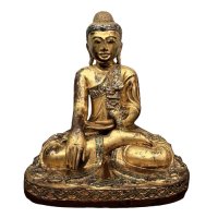 Mandalay Holz Buddha Figur - vergoldet