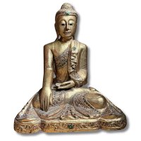 Holz Buddha Statue Thailand blattvergoldet 44,5cm