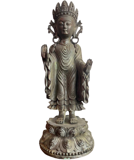Gekrönte Buddha Figur aus Bronze (28cm)