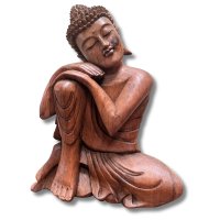 Buddha Figur Holz Statue Relax - 42cm groß