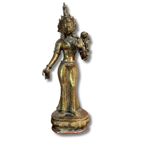 Weiße Tara Buddha Figur Bronze - Indien Skulptur