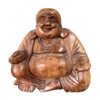 Reichtum Buddha Figur Holz - Glücksbuddha 31cm groß