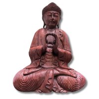Holz Buddha Figur - Yoga Mudra 62cm groß