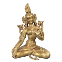 Weiße Tara Buddha Figur Bronze - vergoldet