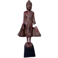 Holz Buddha Figur Burma, Thailand - Rot - stehend