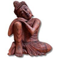 Buddha Figur Holz Statue Relax - 32cm groß