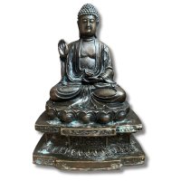 Buddha Figur Bronze Skulptur Schutzgeste 26,5cm