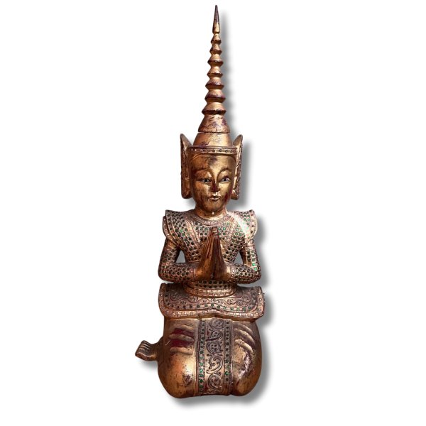 Thailändischer Tempelwächter Teppanom Holz Skulptur