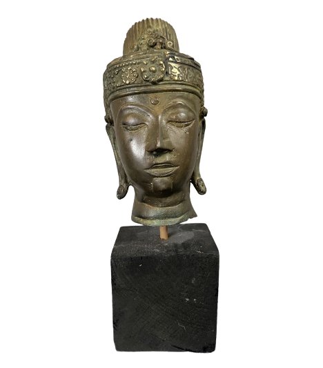 Buddha Kopf Bronze Figur Thailand - 24,5cm groß
