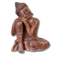 Buddha Figur Holz Statue Relax - 41cm groß
