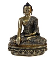 Buddha Figur Bronze - teilweise vergoldet - fein ziseliert