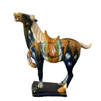 Tang Pferd aus Terrakotta - China Skulptur, glasiert