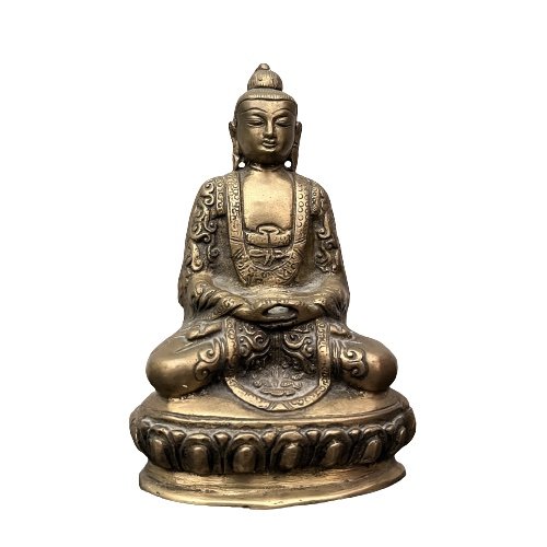 Meditierende Buddha Figur Indien - Messing
