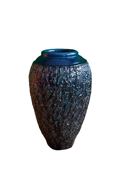 Bodenvase blau Keramik - glasiert - 75cm groß