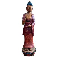 Bemalte Holz Buddha Figur (132cm) Tibet Skulptur