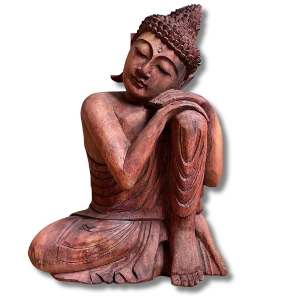 Buddha Figur Holz Statue Relax - 51cm groß