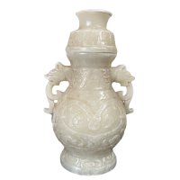 Jade Vase China Drachen Henkel