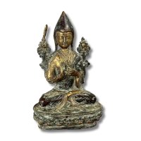 Tsongkhapa Figur Bronze Tibet vergoldeter Mönch