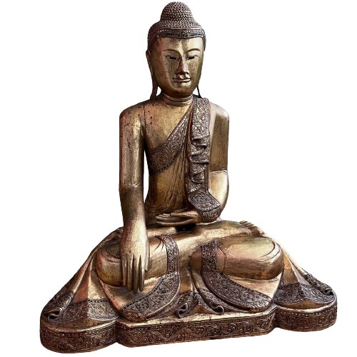 Holz Buddha Statue Thailand blattvergoldet