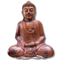 Meditation Buddha Figur aus Holz geschnitzt 43cm groß