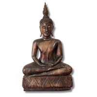 Thailand Holz Buddha Figur Meditation 53cm groß