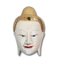 Buddha Kopf Maske Holz Skulptur Thailand 22cm groß