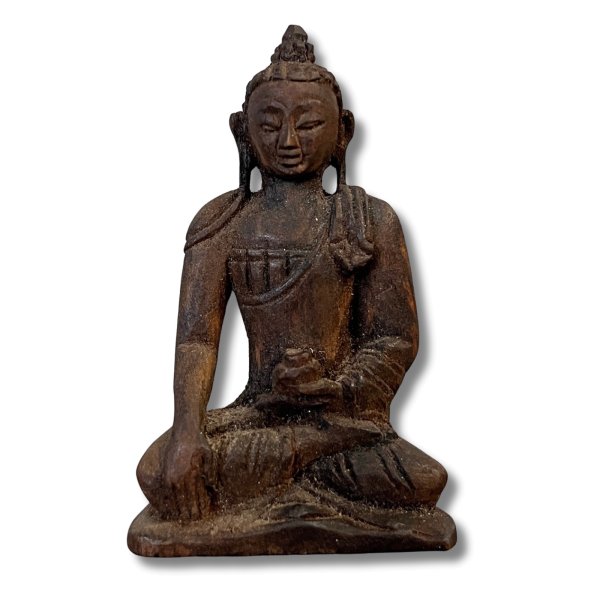 Buddha Figur Holz Nepal Mini Skulptur ca. 18 Jh