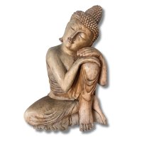 Buddha Figur Holz Statue Relax - 60cm groß