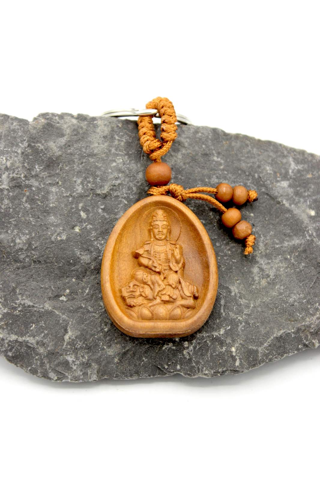 Buddha Schlüsselanhänger Holz Figur Anhänger Glücksbringer Asien AsienLifeStyle 