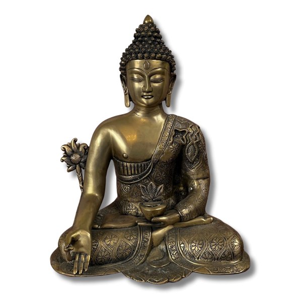 Alte Medizin Buddha Figur Bronze Nepal / Indien