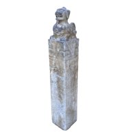 Fu Dog Wasserspeier Stele (120cm) Naturstein Garten Statue