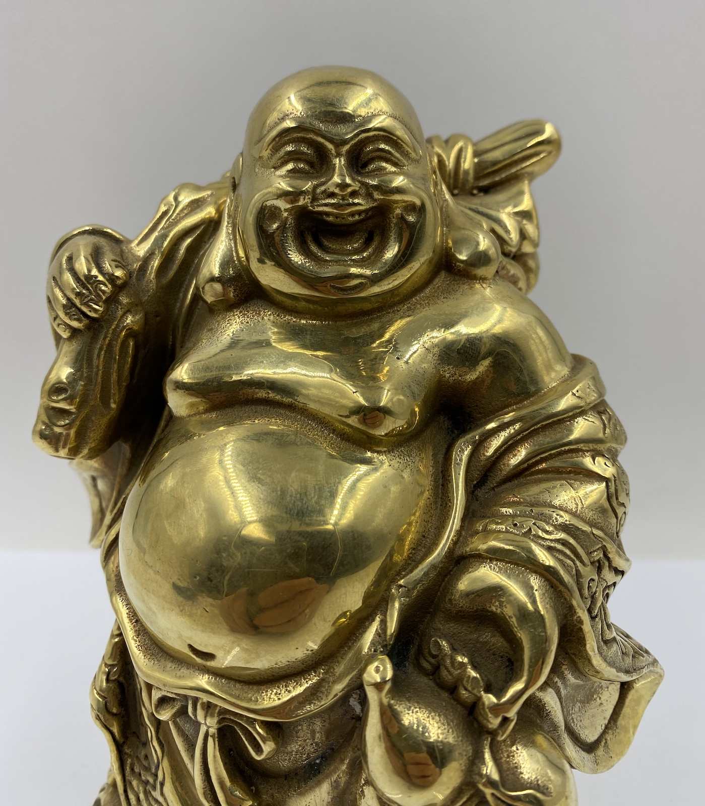 Hotai Glücksbuddha Figur (16cm) Happy Buddha Bronze Mönch China