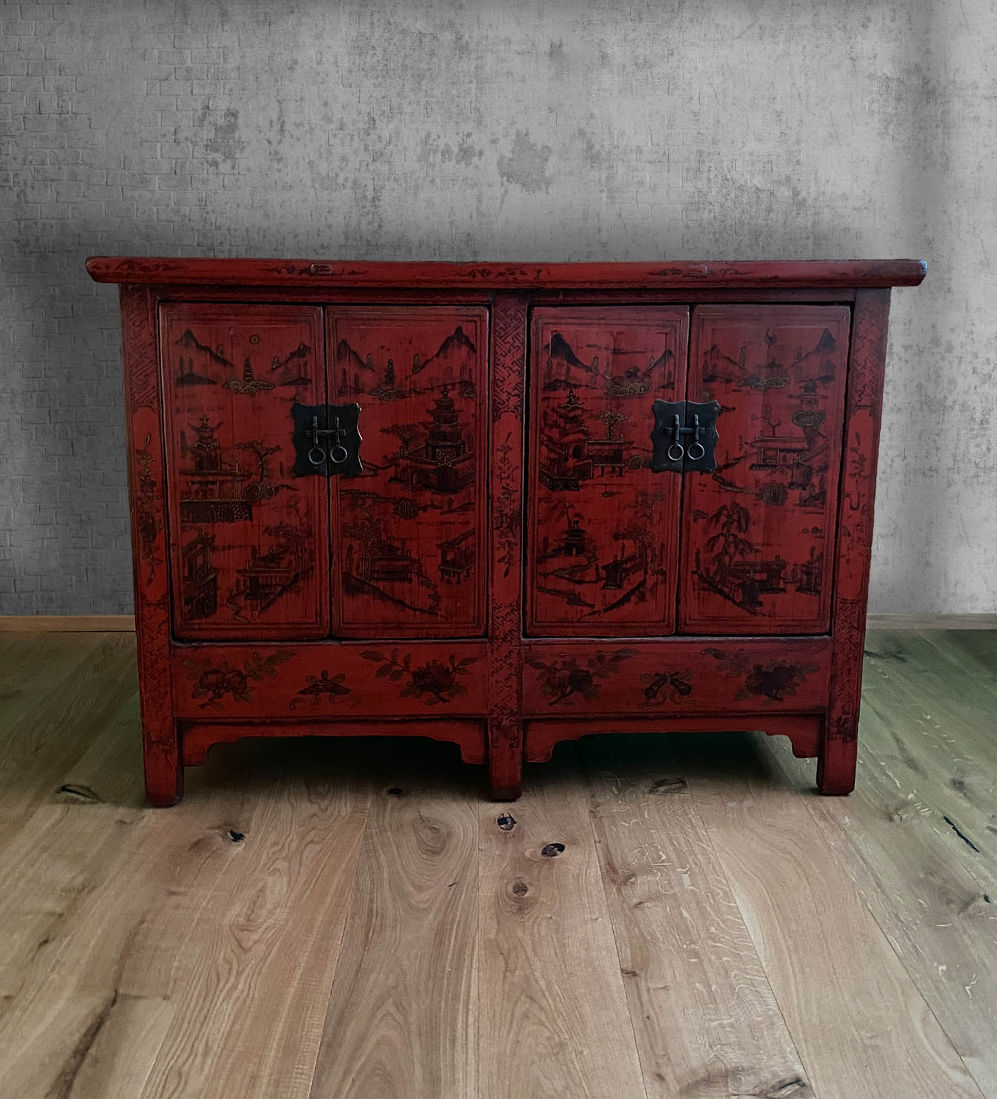 Asia Kommode China Möbel rot chinesisches Sideboard