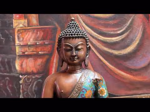 Buddha Figur Bronze China Cloisonne Skulptur 44cm groß