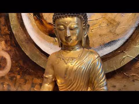 Bronze Buddha Figur mit Stupa – Tibet China – 43 cm